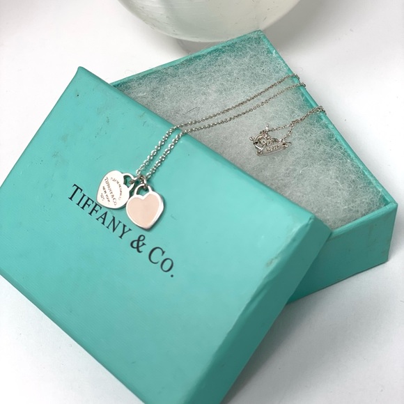 Authentic Tiffany & CO. Return To Mini Double Heart Necklace. - Picture 7 of 9